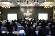 people attend conference in the meeting room , blurred background