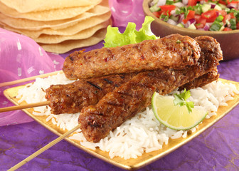 Wall Mural - INDIAN LAMB KOFTES CLOSE UP FOOD IMAGE