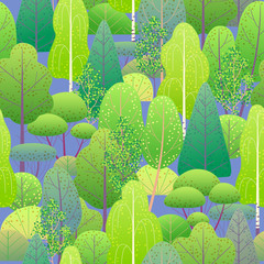 Wall Mural - Seamless Pattern with Green Forest
