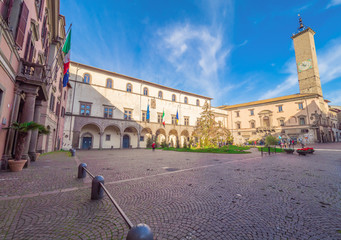 Wall Mural - Viterbo (Italy) - A sunday morning in the medieval city of the Lazio region, ancient district named San Pellegrino, during the Christmas holydays.