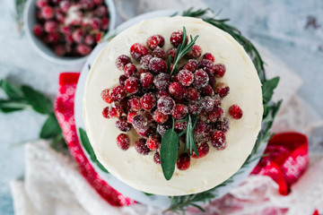 Poster - Holiday White Cake With Candied Cranberries