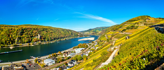 Sticker - View of the Rhine Gorge with Rheinstein and Reichenstein Castles in Germany