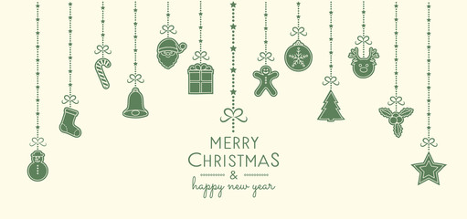 Wall Mural - Christmas card in retro style with hand drawn elements. Vector.