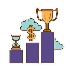 Sticker - bar graph with hourglass and trophy