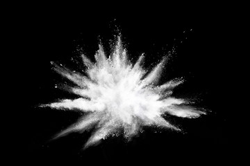 Wall Mural - White powder explosion on black background. 