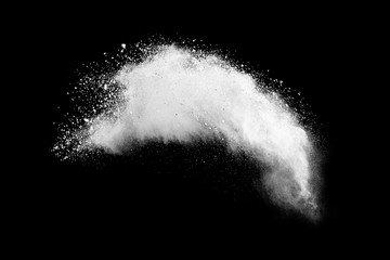 Wall Mural - White powder explosion on black background. 