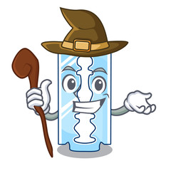 Sticker - Witch razor blade and border cartoon cyan