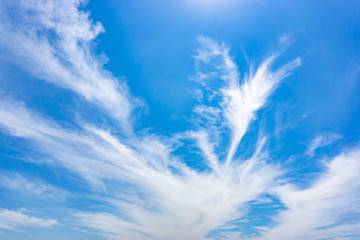 Wall Mural - light blue sky with streak white cloud,season summer.