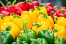 Colorful Bell Peppers At Organic Vegetable Market