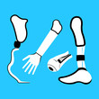 Set of Prosthesis Logo and Icon. Cyber prosthesis label for Web on white background. Simple Vector Illustration