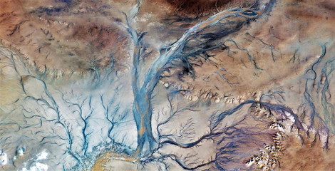 Sticker - the veins of the earth, abstract photography of the deserts of Africa from the air. aerial view of desert landscapes, Genre: Abstract Naturalism, from the abstract to the figurative,contemporary photo