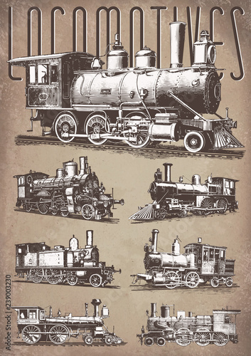 Plakat Lokomotywa  lokomotywa-lokomotywa-lokomotywa-kolejowa-vintage-vector-isolated-lokomotywa-parowa-kolejowa