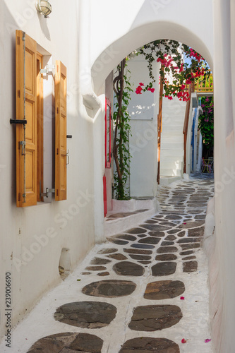 Dekoracja na wymiar  ulica-z-typowymi-greckimi-domami-w-mykonos