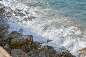 waves crashing on the rocks