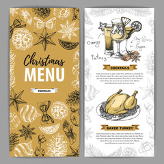 Wall Mural - Hand drawing Christmas holiday menu design. Restaurant menu