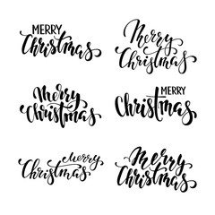 Wall Mural - Merry Christmas. Hand drawn creative calligraphy, brush pen lettering. design holiday greeting cards and invitations of Merry Christmas and Happy New Year, banner, poster, logo, seasonal holiday
