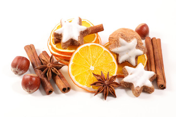 Poster - gingerbread cookie with spices and dry orange