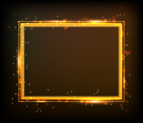 Poster - Golden frame on dark background