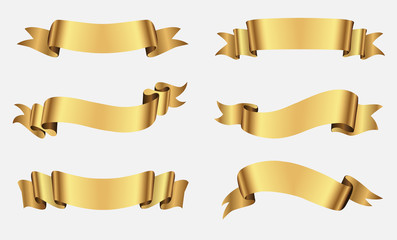 Wall Mural - set of gold ribbons