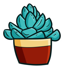 Wall Mural - Cute blue green small cactus for home decor - vector