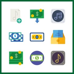 9 send icon. Vector illustration send set. music file and inbox icons for send works