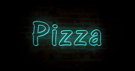 Wall Mural - Pizza neon sign