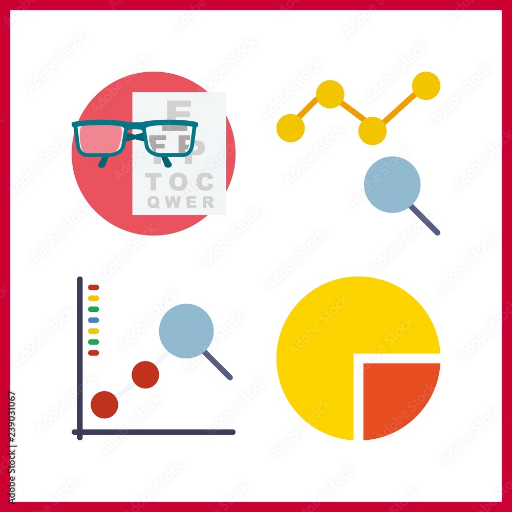 4 chart icon. Vector illustration chart set. line chart and snellen ...