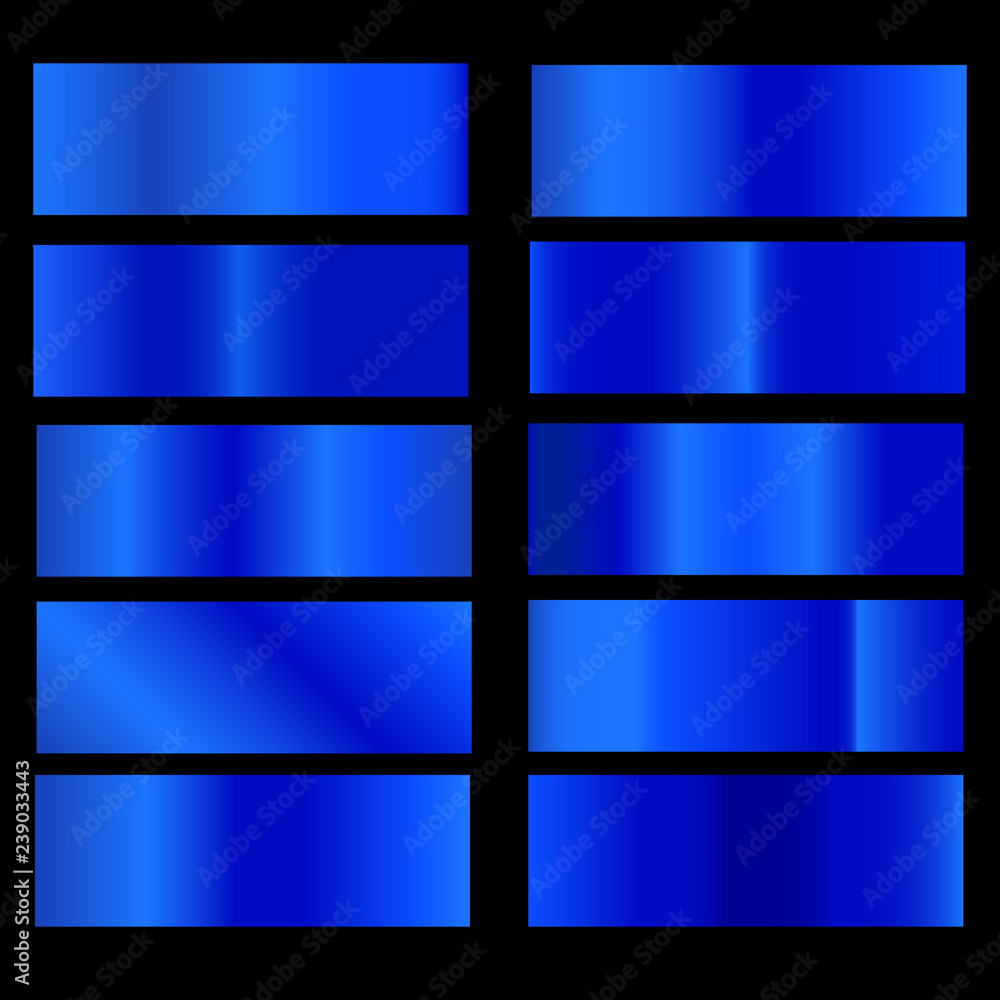 Blue gradient. Collection of colorful gradients with glossy metal ...