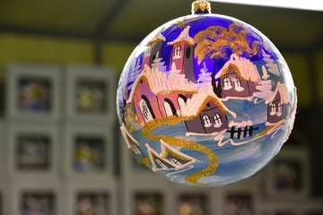 Wall Mural - Painted Christmas spheres in a Xmas market