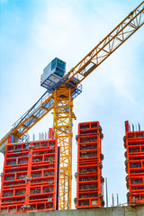 Wall Mural - Tower crane at a construction site