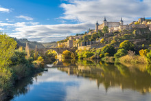 The Alcazar Of Toledo From The Alcantara Bridge, Castile-La Mancha, Spain