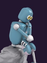 retro robot thinks sitting on the stone, artificial intelligence, ai