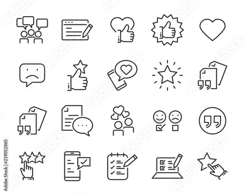 Cuadros en Lienzo set of feedback line icons, such as, question, review, test, app, emoji, survey