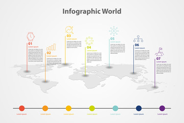 Wall Mural - infographic country world map, international world flags, continents background