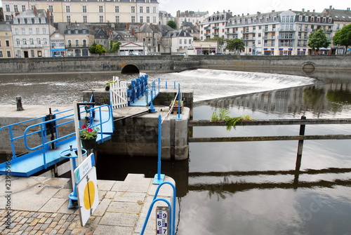 Ville De Laval L Ecluse Et Sa Passerelle Bleue La Mayenne Departement De La Mayenne France Buy This Stock Photo And Explore Similar Images At Adobe Stock Adobe Stock