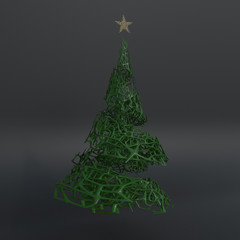 Poster - Render of 3D Christmas tree