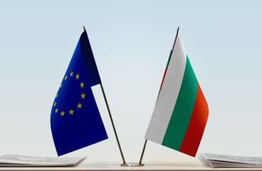 Wall Mural - Flags of European Union and Bulgaria