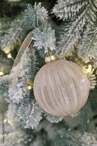 Elegant Beautiful New Year And Christmas Tree With White Pink And Blue Toys Under The Instant Snow Buy This Stock Photo And Explore Similar Images At Adobe Stock Adobe Stock