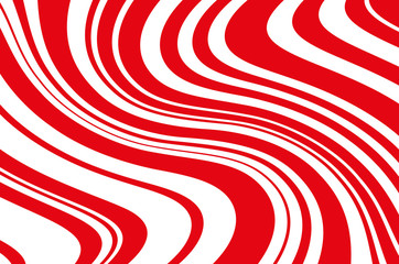 Christmas candle, lollipop pattern. Wavy diagonal background with red lines. Vector illustration