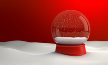 Snow Globe At Night In The Snow In The Winter. 3D Illustration