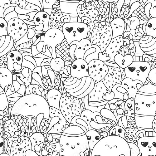 Doodles Seamless Pattern With Ice Cream Sweets And Kawaii