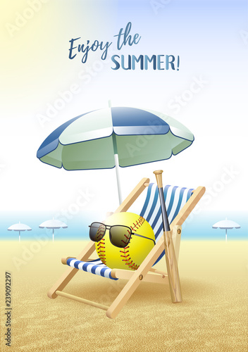 Enjoy The Summer Sports Card Softball Ball With Sungles Enjoy The Summer Sports Card Softball
