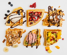 Dessert waffles with toppings