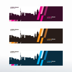 Wall Mural - horizontal web banner with city skyline background vector