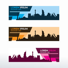 Wall Mural - horizontal web banner with city skyline background vector