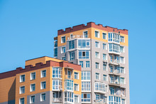 High-rise Modern Buildings On  Background Of  Blue Sky Of City Of Vladivostok