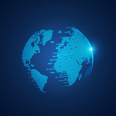Wall Mural - concept of digital world, graphic of technological globe combined with binary code