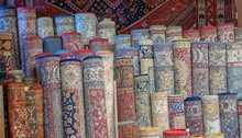Rows Of Turkish Rugs Being Sold At A Local Outlet In Istanbul, Turkey.