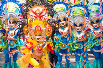 Colorful smiling mask of Masskara Festival, Bacolod City, Philippines