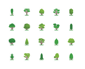 Poster - Simple Set of 20 Vector Icon. Contains such Icons as Tree, Tree. Editable Stroke pixel perfect